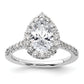 14k White Gold 5/8 Ct. Lab Grown Diamond VS/SI+ G+ 1 1/2 Ct. Center Pear Halo Engagement Ring