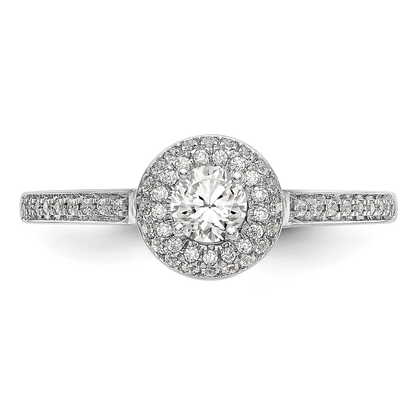 14K White Gold Lab Grown VS/SI+ G+ Diamond Halo Engagement Ring