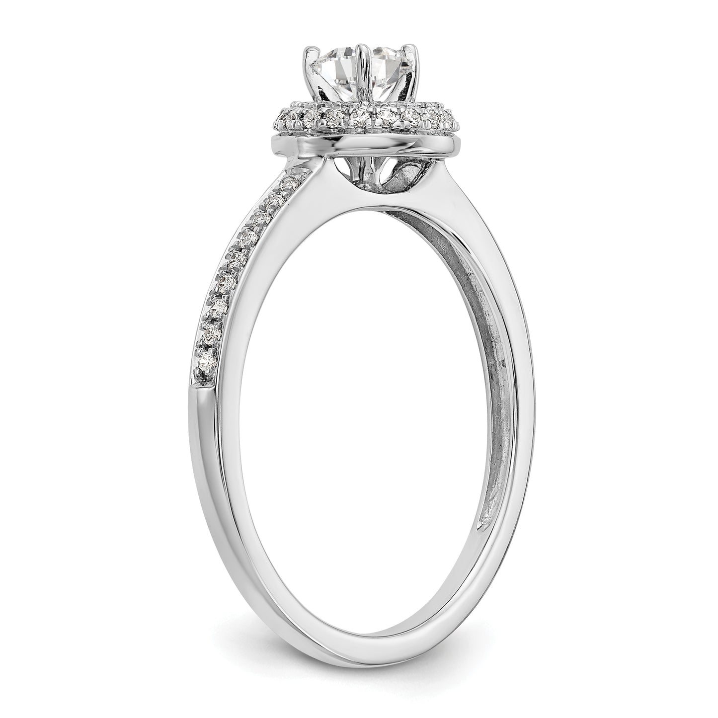 14K White Gold Lab Grown VS/SI+ G+ Diamond Halo Engagement Ring