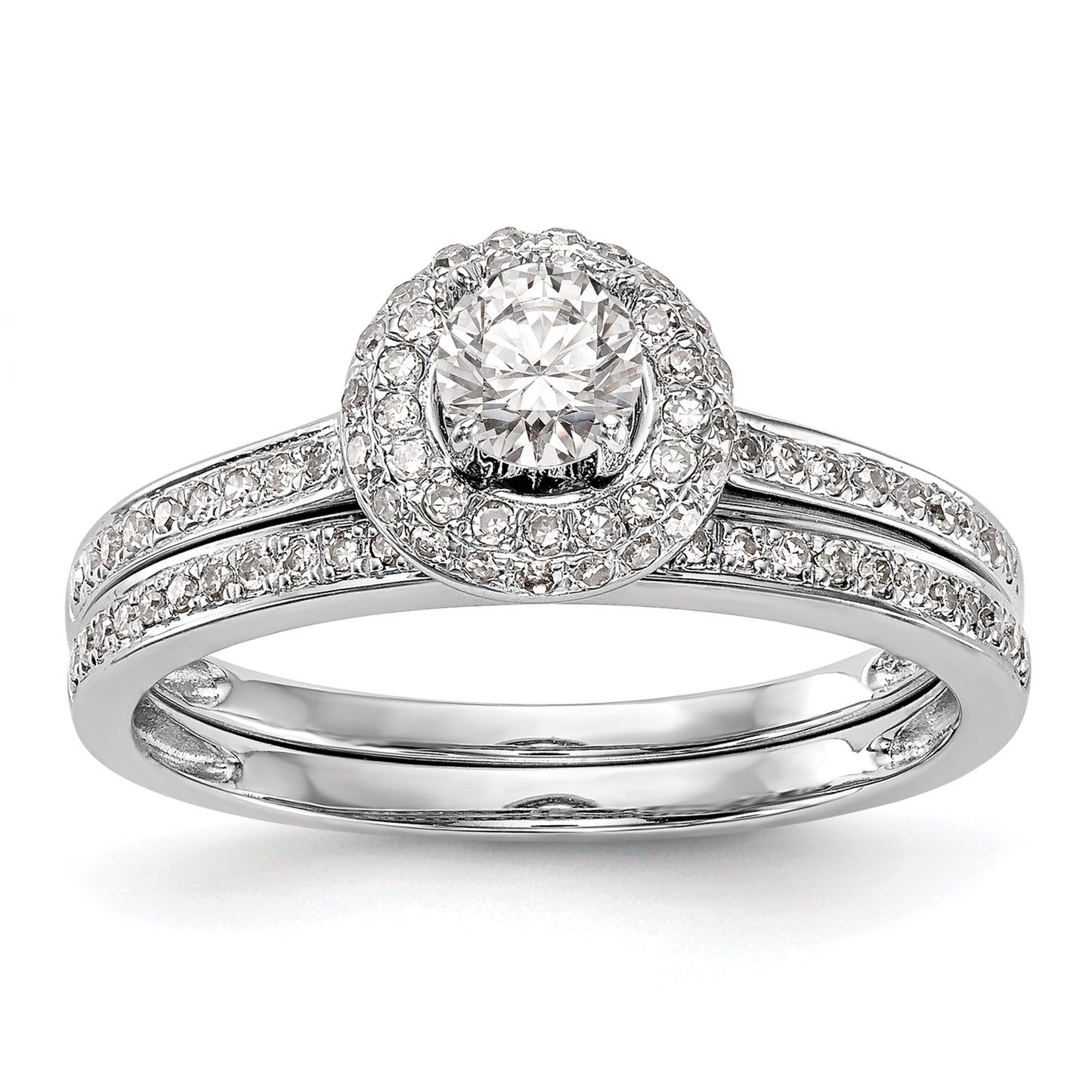 14K White Gold Lab Grown VS/SI+ G+ Diamond Halo Engagement Ring