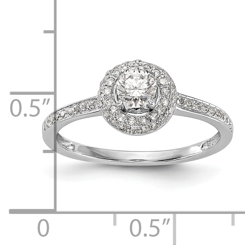 14K White Gold Lab Grown VS/SI+ G+ Diamond Halo Engagement Ring