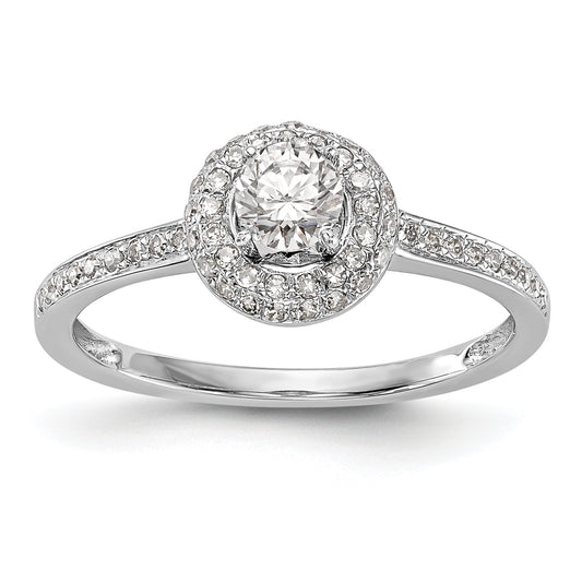 14K White Gold Lab Grown VS/SI+ G+ Diamond Halo Engagement Ring