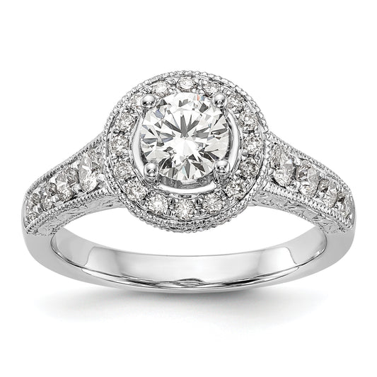 14k White Gold 3/4 Ct. Lab Grown Diamond VS/SI+ G+ 3/4 Ct. Center Round Engagement Ring