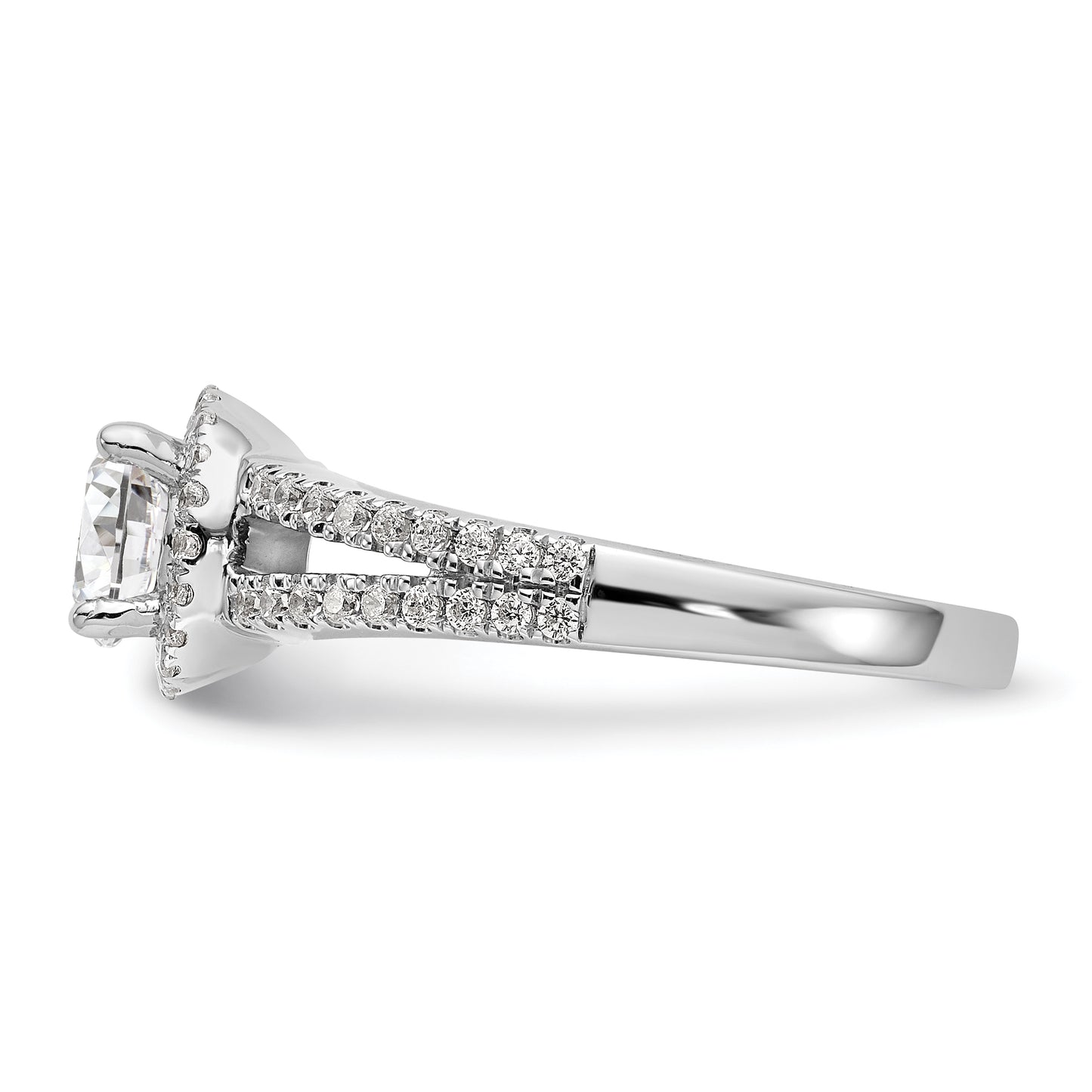 14k White Gold 1/3 Ct. Lab Grown Diamond VS/SI+ G+ 3/4 Ct. Center Round Engagement Ring