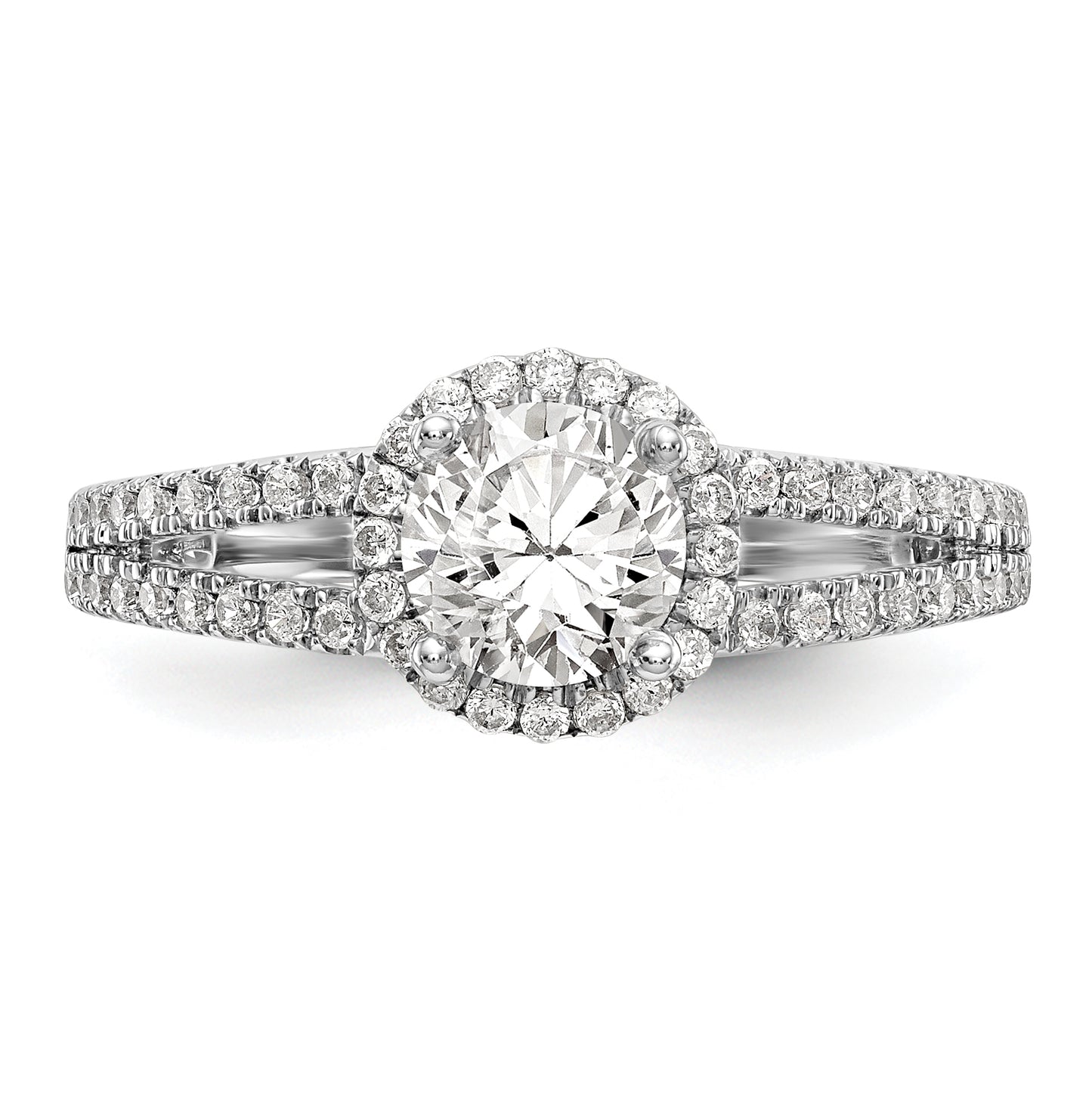 14k White Gold 1/3 Ct. Lab Grown Diamond VS/SI+ G+ 3/4 Ct. Center Round Engagement Ring