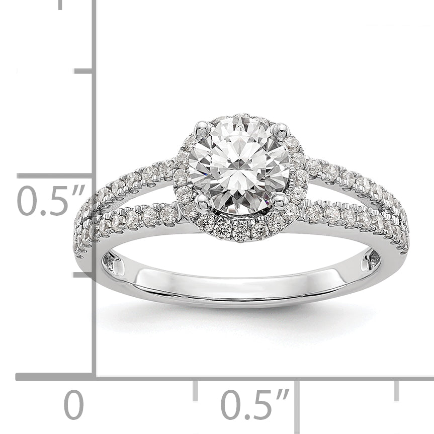 14k White Gold 1/3 Ct. Lab Grown Diamond VS/SI+ G+ 3/4 Ct. Center Round Engagement Ring