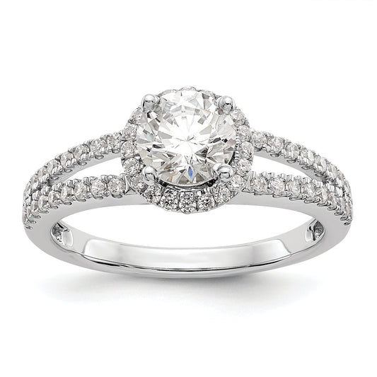 14k White Gold 1/3 Ct. Lab Grown Diamond VS/SI+ G+ 3/4 Ct. Center Round Engagement Ring