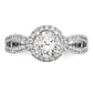 14k White Gold 5/8 Ct. Lab Grown Diamond VS/SI+ G+ 1 Ct. Center Round Semi Mount Halo Engagement Ring