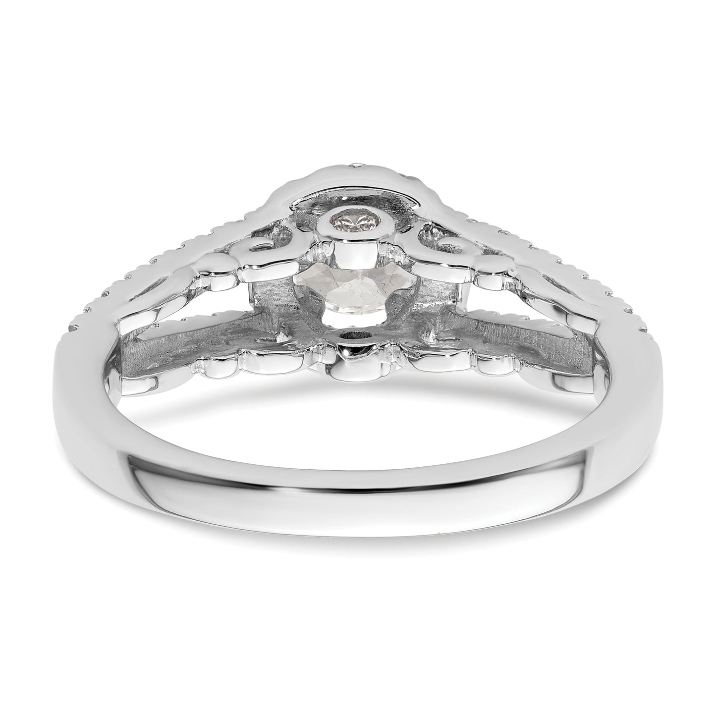 14k White Gold 1 Ct. Lab Grown Diamond VS/SI+ G+ Round Halo Engagement Ring