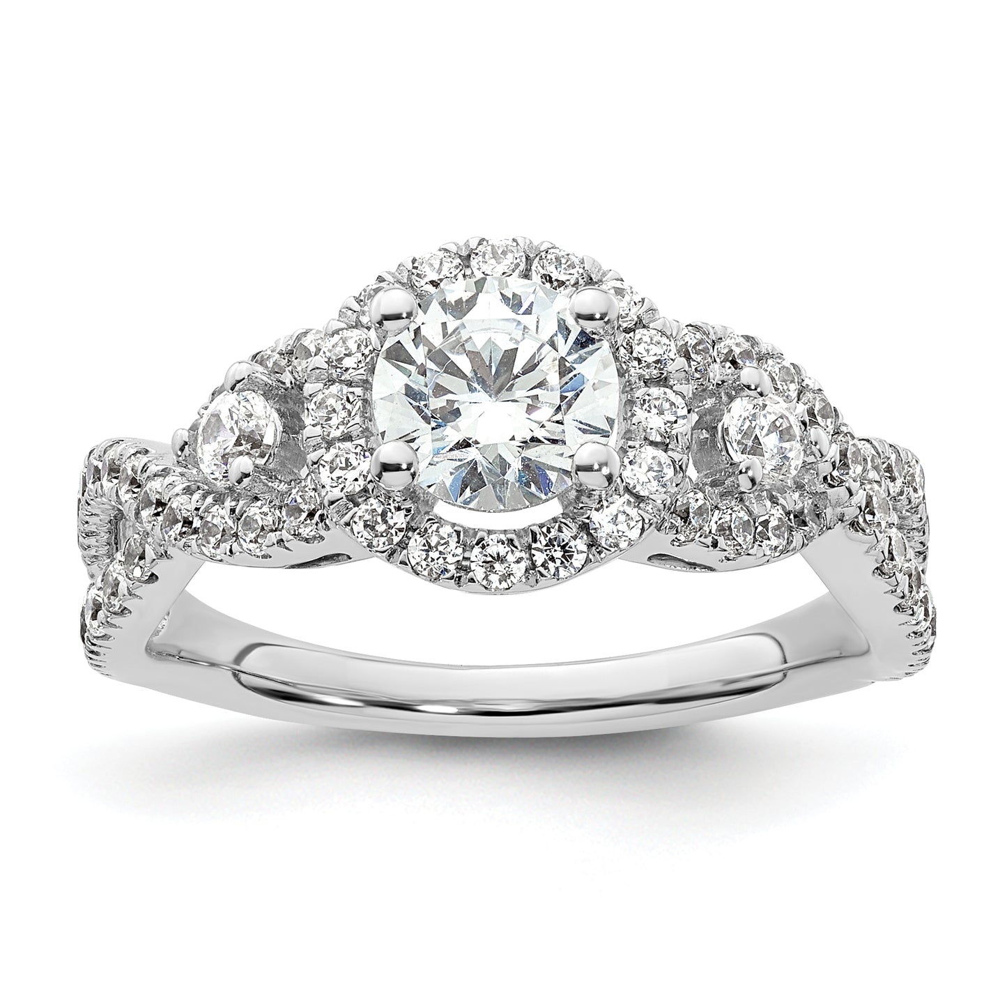 14k White Gold 3/4 Ct. Lab Grown Diamond VS/SI+ G+ 3/4 Ct. Center Round Engagement Ring