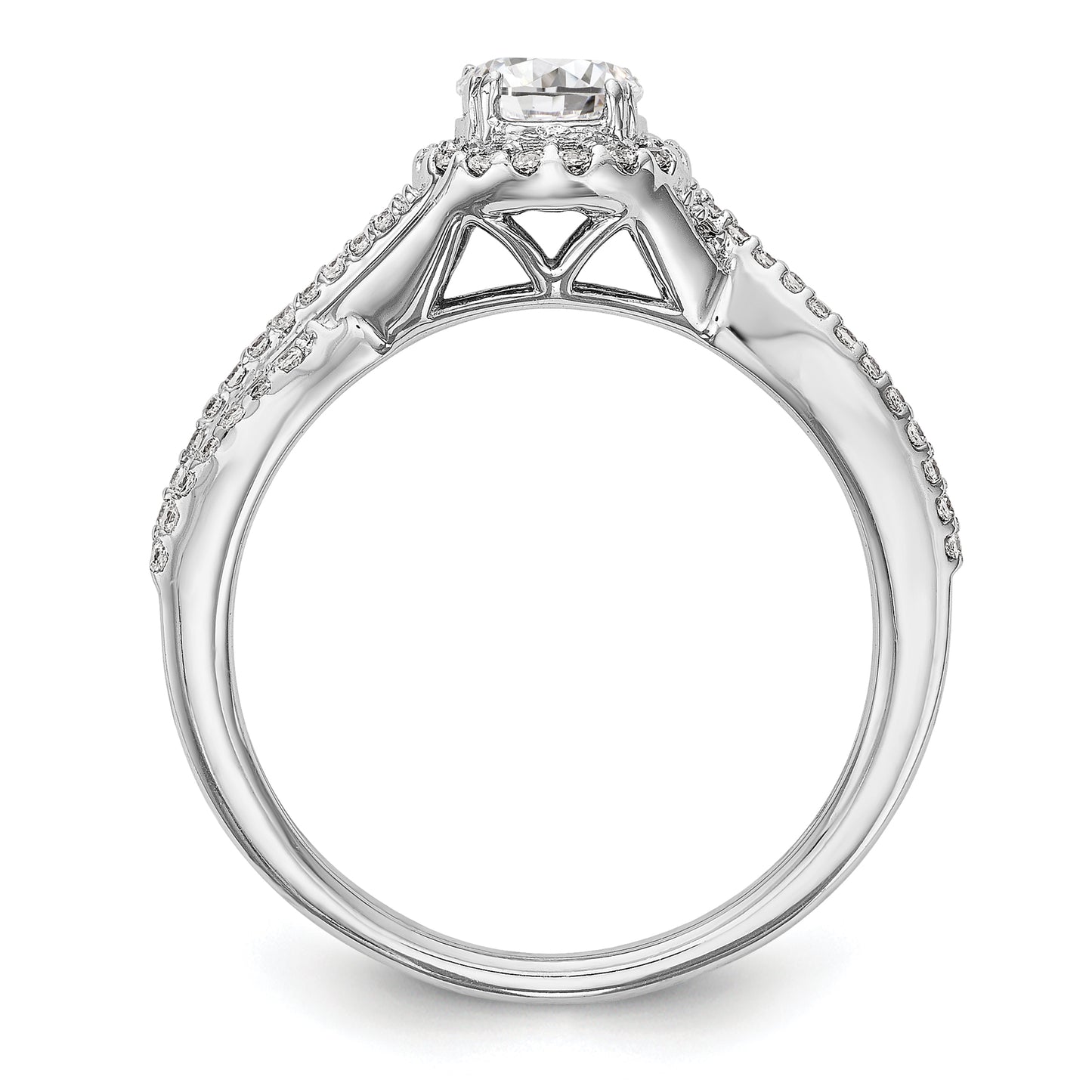 14K White Gold Lab Grown VS/SI+ G+ Diamond Halo Engagement Ring