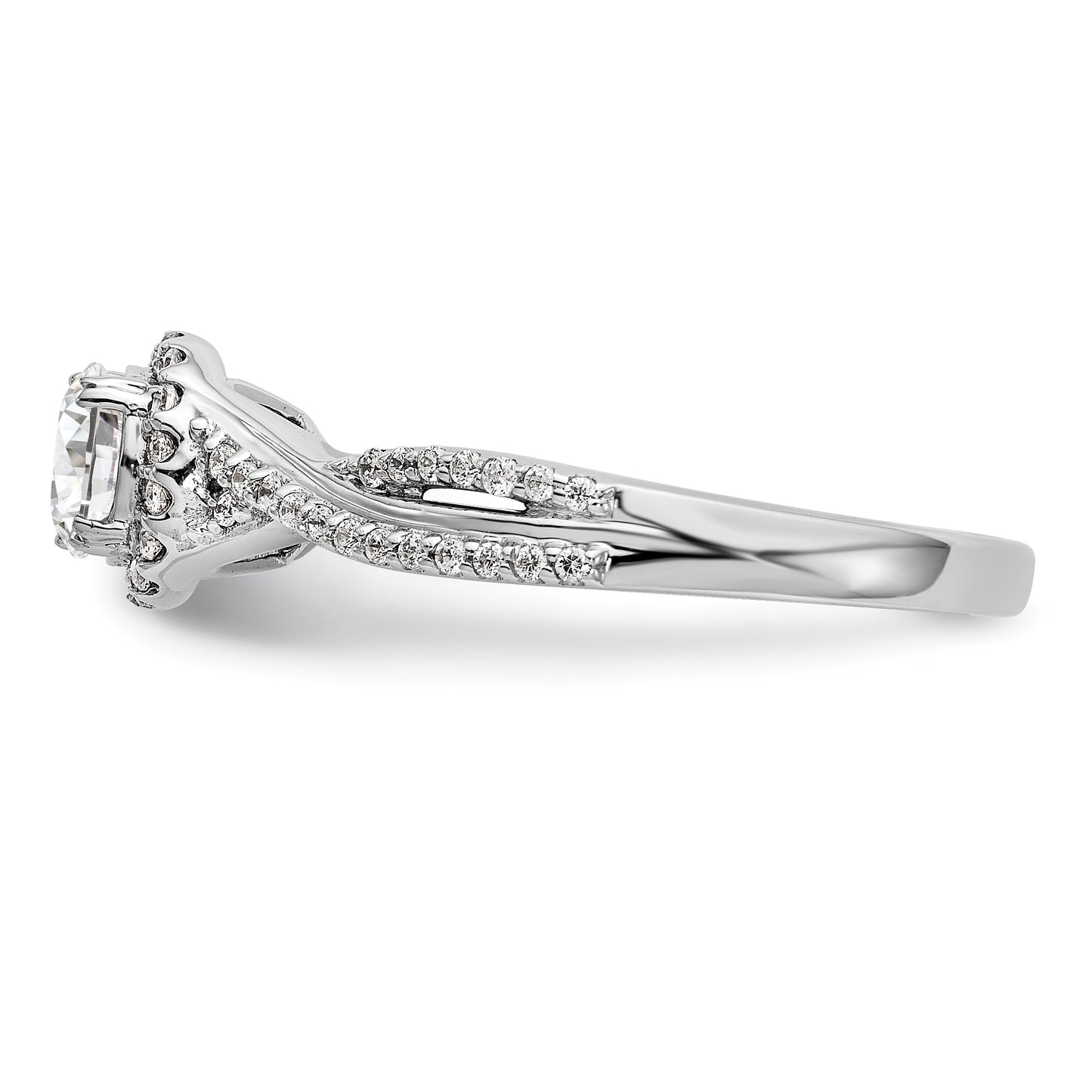 14K White Gold Lab Grown VS/SI+ G+ Diamond Halo Engagement Ring