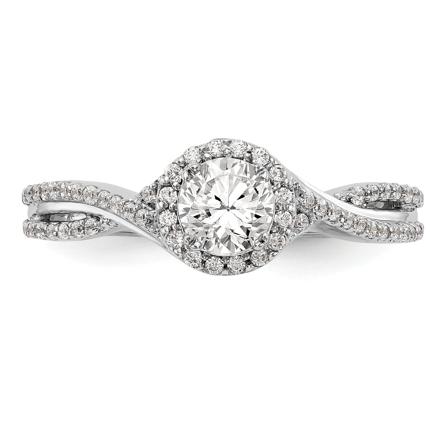 14K White Gold Lab Grown VS/SI+ G+ Diamond Halo Engagement Ring