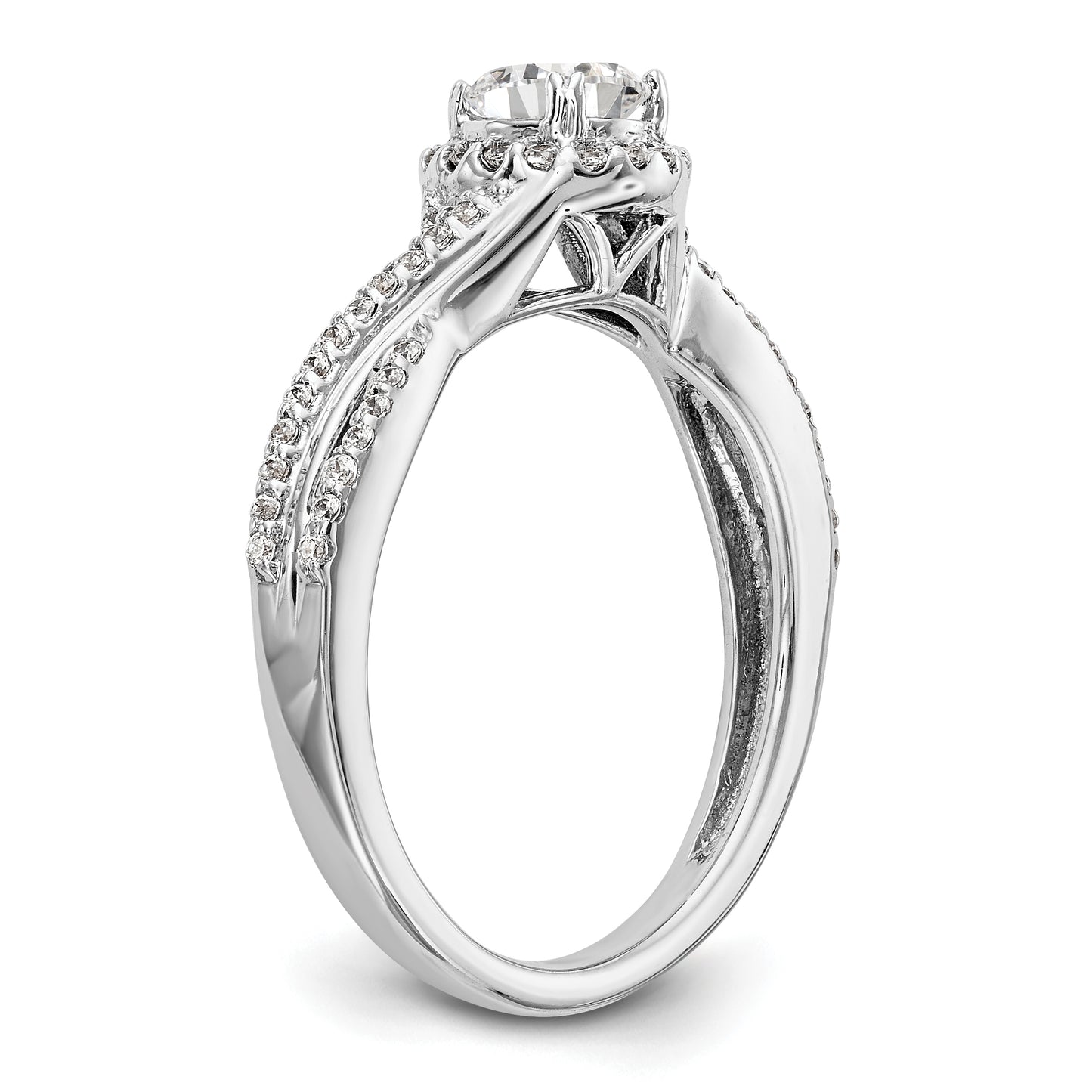 14K White Gold Lab Grown VS/SI+ G+ Diamond Halo Engagement Ring