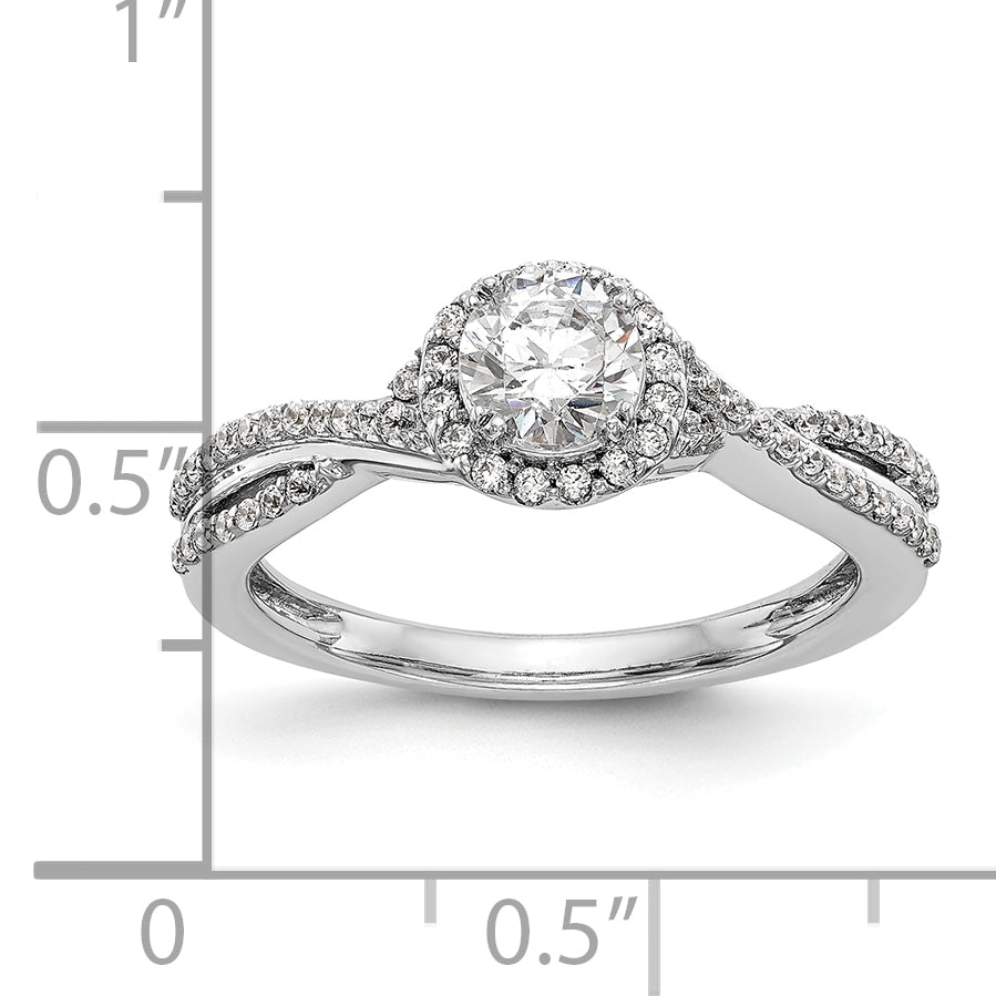 14K White Gold Lab Grown VS/SI+ G+ Diamond Halo Engagement Ring