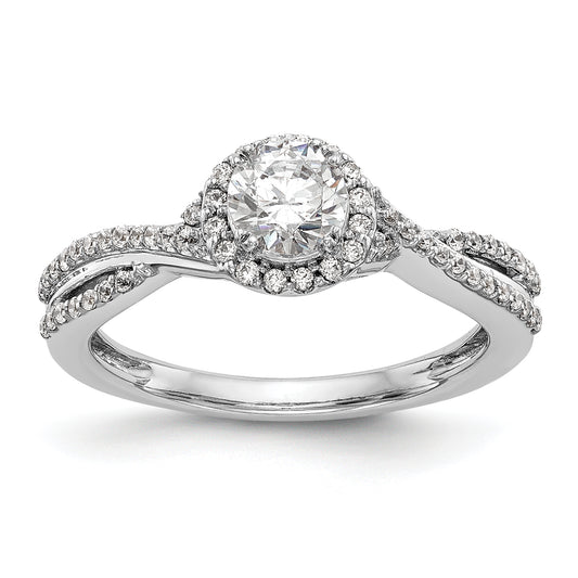 14K White Gold Lab Grown VS/SI+ G+ Diamond Halo Engagement Ring