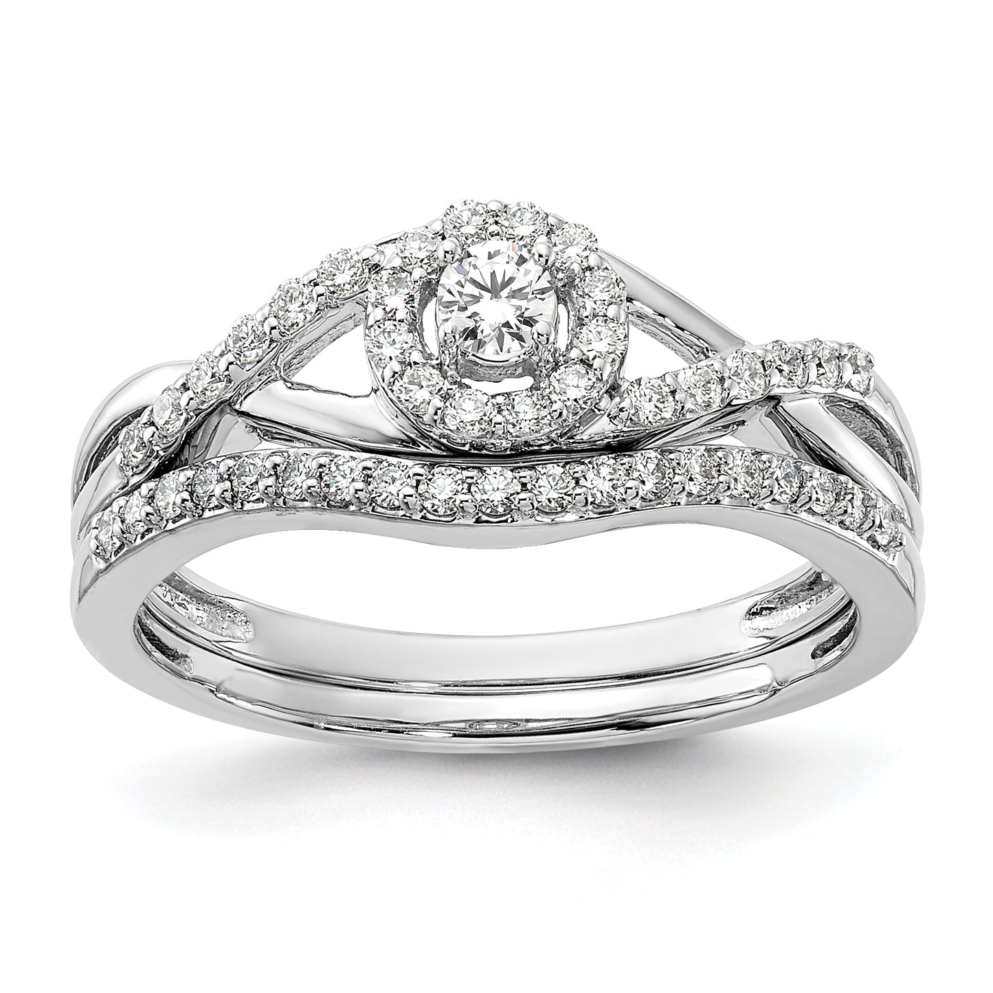 14k White Gold 1/4 Ct. Lab Grown Diamond VS/SI+ G+ Round Halo Engagement Ring