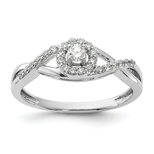 14k White Gold 1/4 Ct. Lab Grown Diamond VS/SI+ G+ Round Halo Engagement Ring