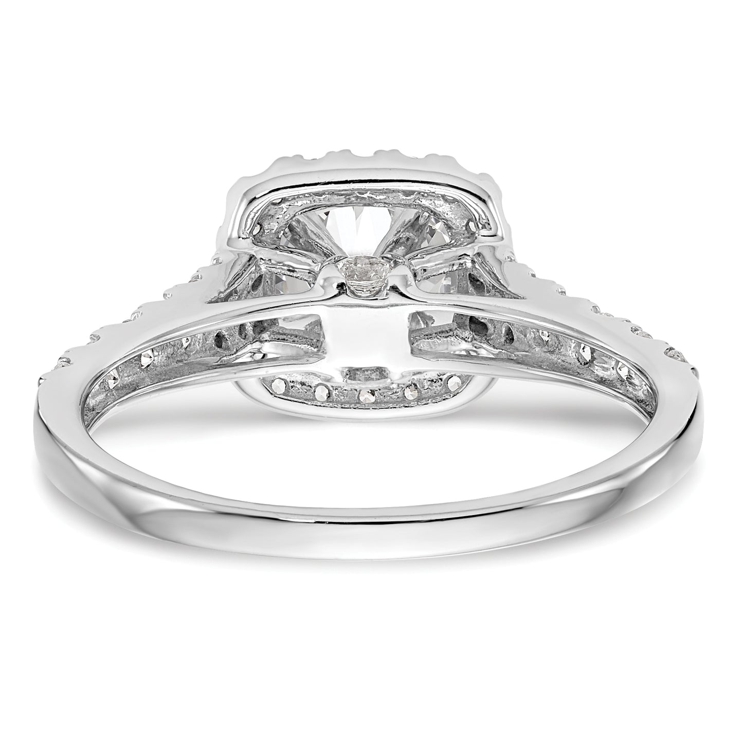 14k White Gold 1/2 Ct. Lab Grown Diamond VS/SI+ G+ Halo Peg Set Engagement Ring