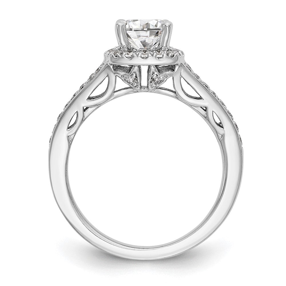 14k White Gold 3/8 Ct. Lab Grown Diamond VS/SI+ G+ 1 Ct. Center Round Semi Mount Halo Engagement Ring