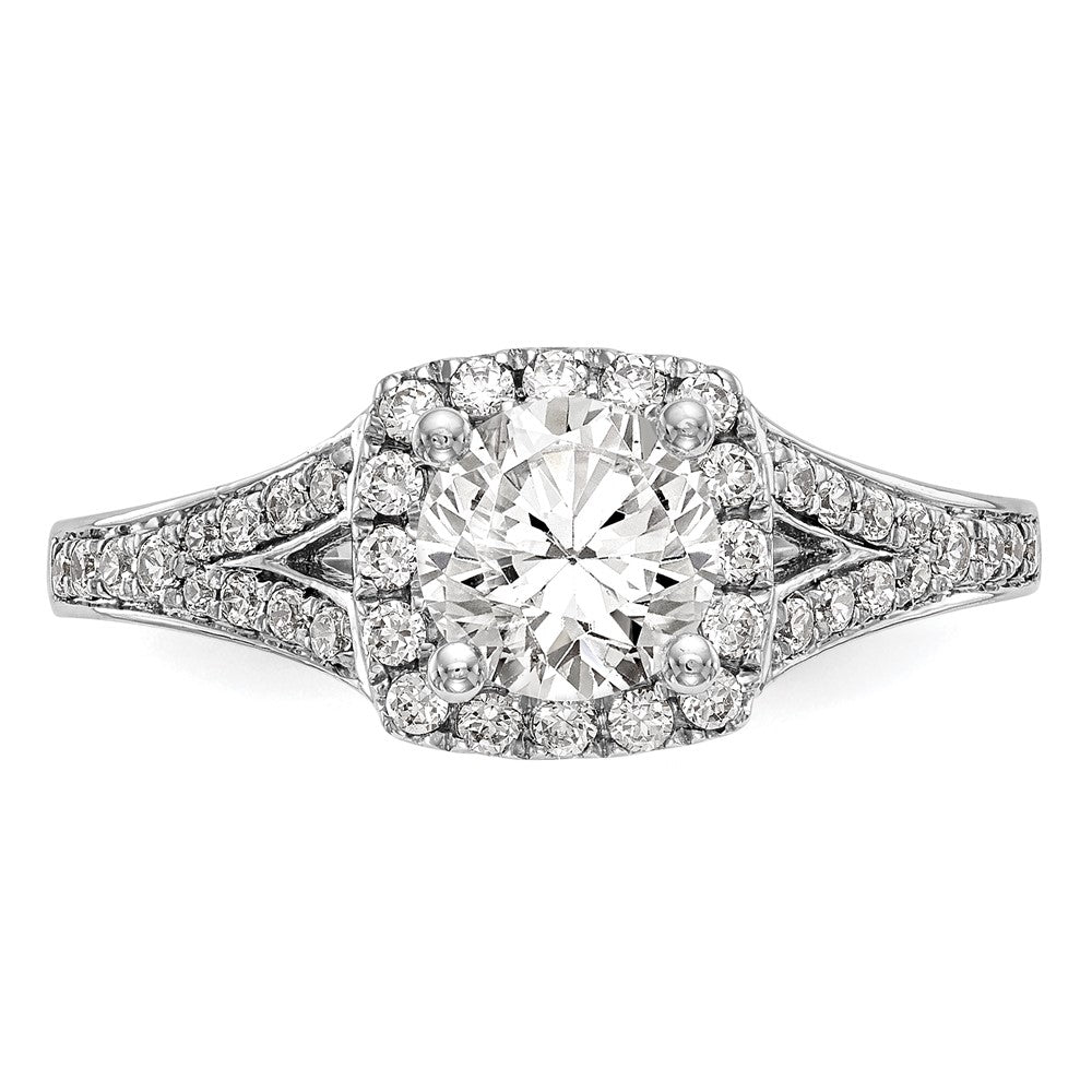 14k White Gold 3/8 Ct. Lab Grown Diamond VS/SI+ G+ 1 Ct. Center Round Semi Mount Halo Engagement Ring