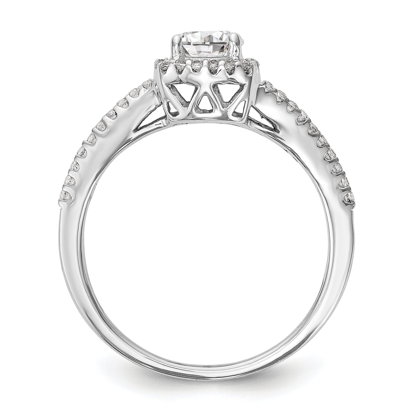 14K White Gold Lab Grown VS/SI+ G+ Diamond Cushion Halo Engagement Ring