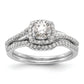 14K White Gold Lab Grown VS/SI+ G+ Diamond Cushion Halo Engagement Ring