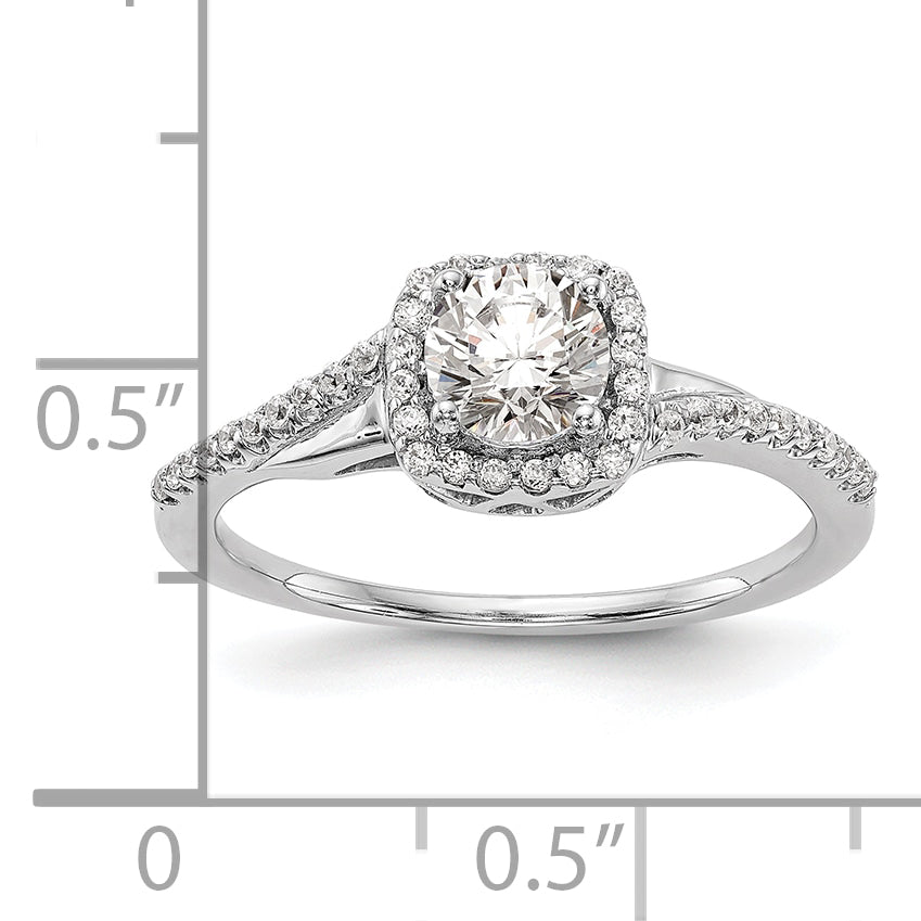 14K White Gold Lab Grown VS/SI+ G+ Diamond Cushion Halo Engagement Ring