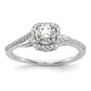 14K White Gold Lab Grown VS/SI+ G+ Diamond Cushion Halo Engagement Ring