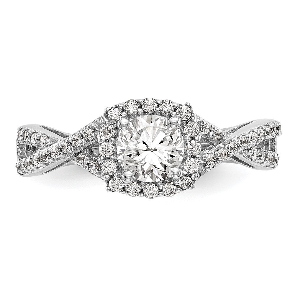 14k White Gold 3/4 Ct. Lab Grown Diamond VS/SI+ G+ Complete Round Double Halo Engagement Ring