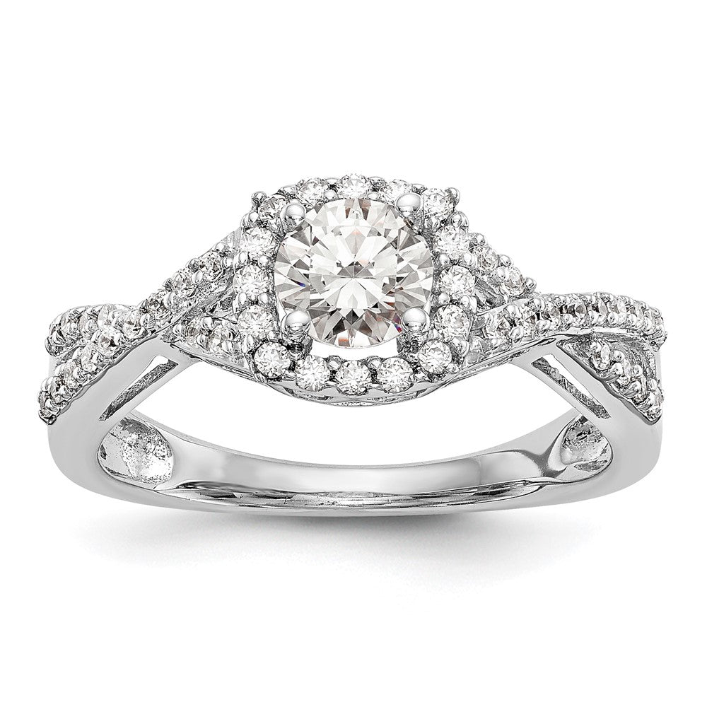 14k White Gold 3/4 Ct. Lab Grown Diamond VS/SI+ G+ Complete Round Double Halo Engagement Ring