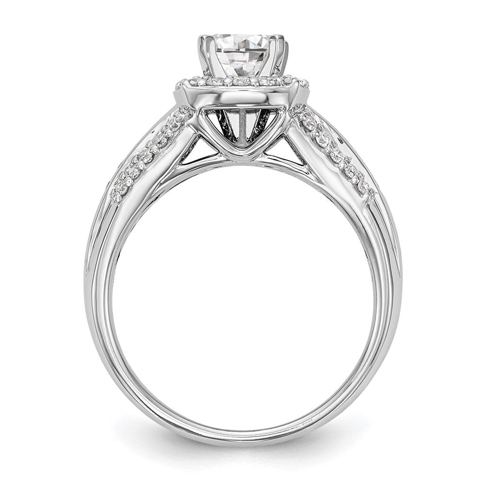 14k White Gold 1/3 Ct. Lab Grown Diamond VS/SI+ G+ and Lab Created Blue Sapphire Semi Mount Peg Set Engagement Ring