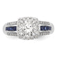 14k White Gold 1/3 Ct. Lab Grown Diamond VS/SI+ G+ and Lab Created Blue Sapphire Semi Mount Peg Set Engagement Ring