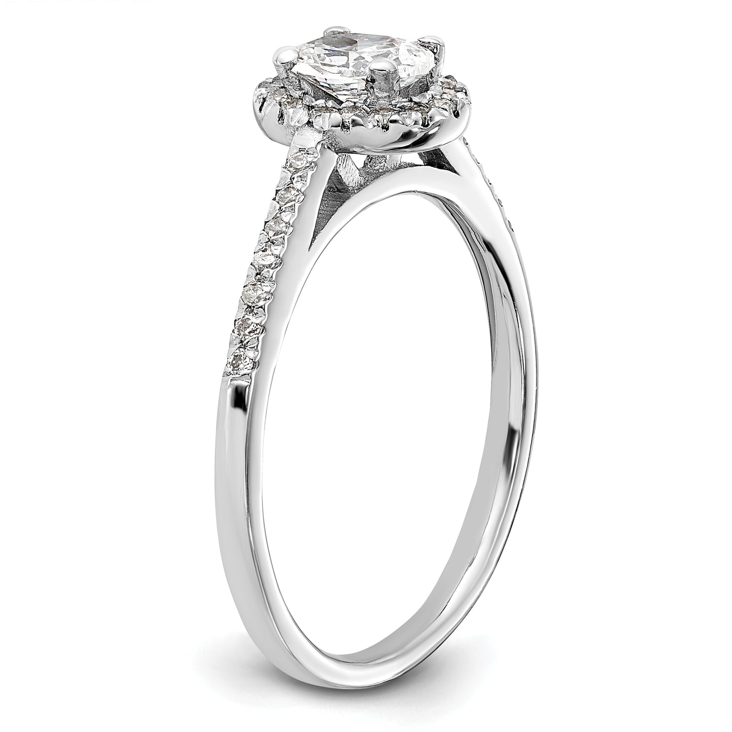 14k White Gold 3/4 Ct. Lab Grown Diamond VS/SI+ G+ Oval Halo Engagement Ring