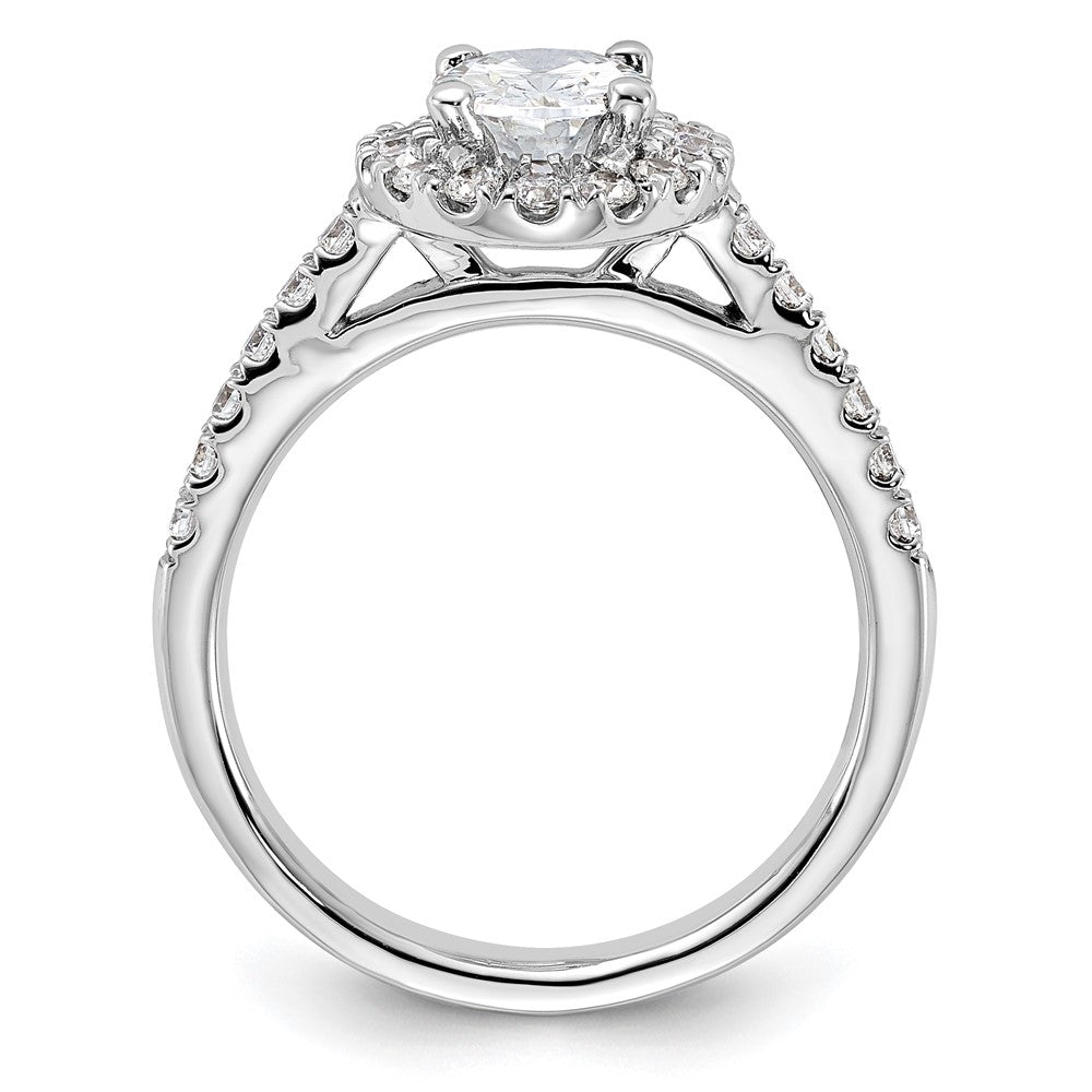 14k White Gold 1/2 Ct. Lab Grown Diamond VS/SI+ G+ 1 Ct. Center Oval Semi Mount Halo Engagement Ring