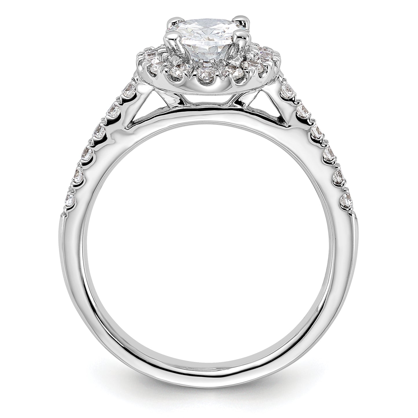 14k White Gold 1/2 Ct. Lab Grown Diamond VS/SI+ G+ 1 Ct. Center Oval Halo Engagement Ring