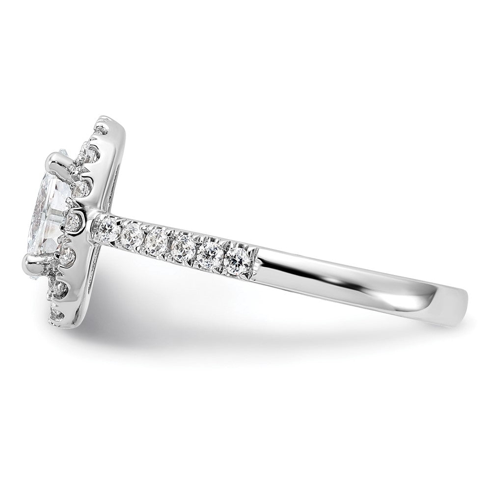 14k White Gold 1/2 Ct. Lab Grown Diamond VS/SI+ G+ 1 Ct. Center Oval Semi Mount Halo Engagement Ring