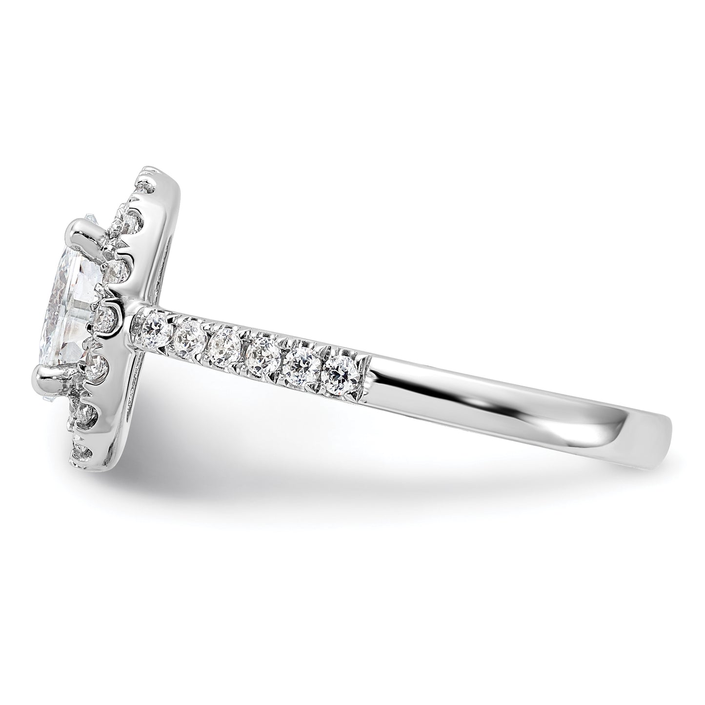 14k White Gold 1/2 Ct. Lab Grown Diamond VS/SI+ G+ 1 Ct. Center Oval Halo Engagement Ring