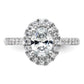 14k White Gold 1/2 Ct. Lab Grown Diamond VS/SI+ G+ 1 Ct. Center Oval Semi Mount Halo Engagement Ring