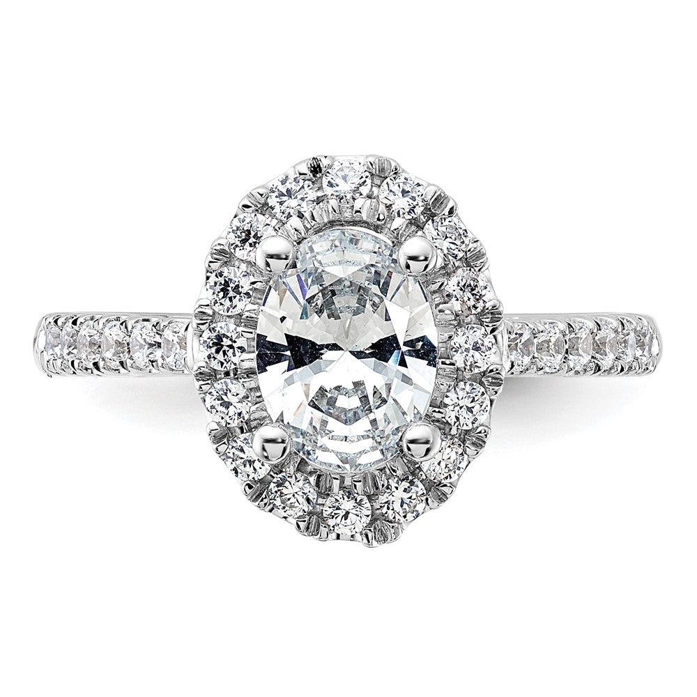 14k White Gold 1/2 Ct. Lab Grown Diamond VS/SI+ G+ 1 Ct. Center Oval Semi Mount Halo Engagement Ring