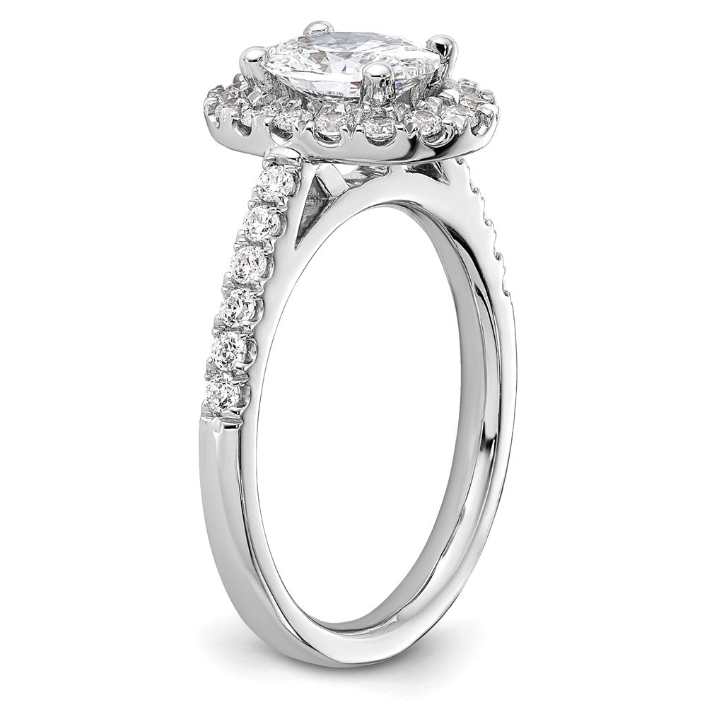 14k White Gold 1/2 Ct. Lab Grown Diamond VS/SI+ G+ 1 Ct. Center Oval Semi Mount Halo Engagement Ring