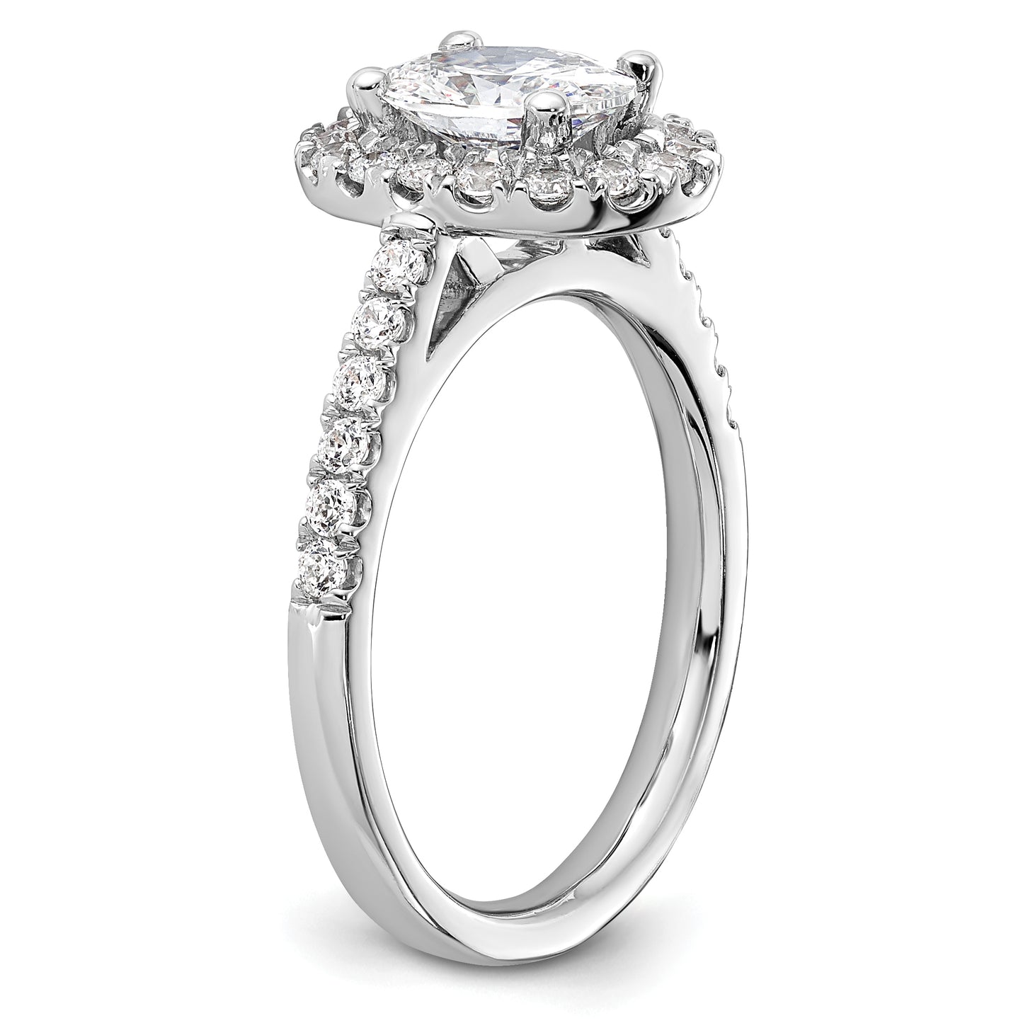 14k White Gold 1/2 Ct. Lab Grown Diamond VS/SI+ G+ 1 Ct. Center Oval Halo Engagement Ring