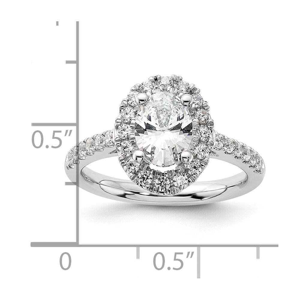 14k White Gold 1/2 Ct. Lab Grown Diamond VS/SI+ G+ 1 Ct. Center Oval Semi Mount Halo Engagement Ring