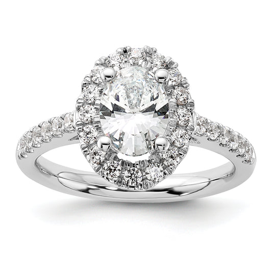 14k White Gold 1/2 Ct. Lab Grown Diamond VS/SI+ G+ 1 Ct. Center Oval Halo Engagement Ring