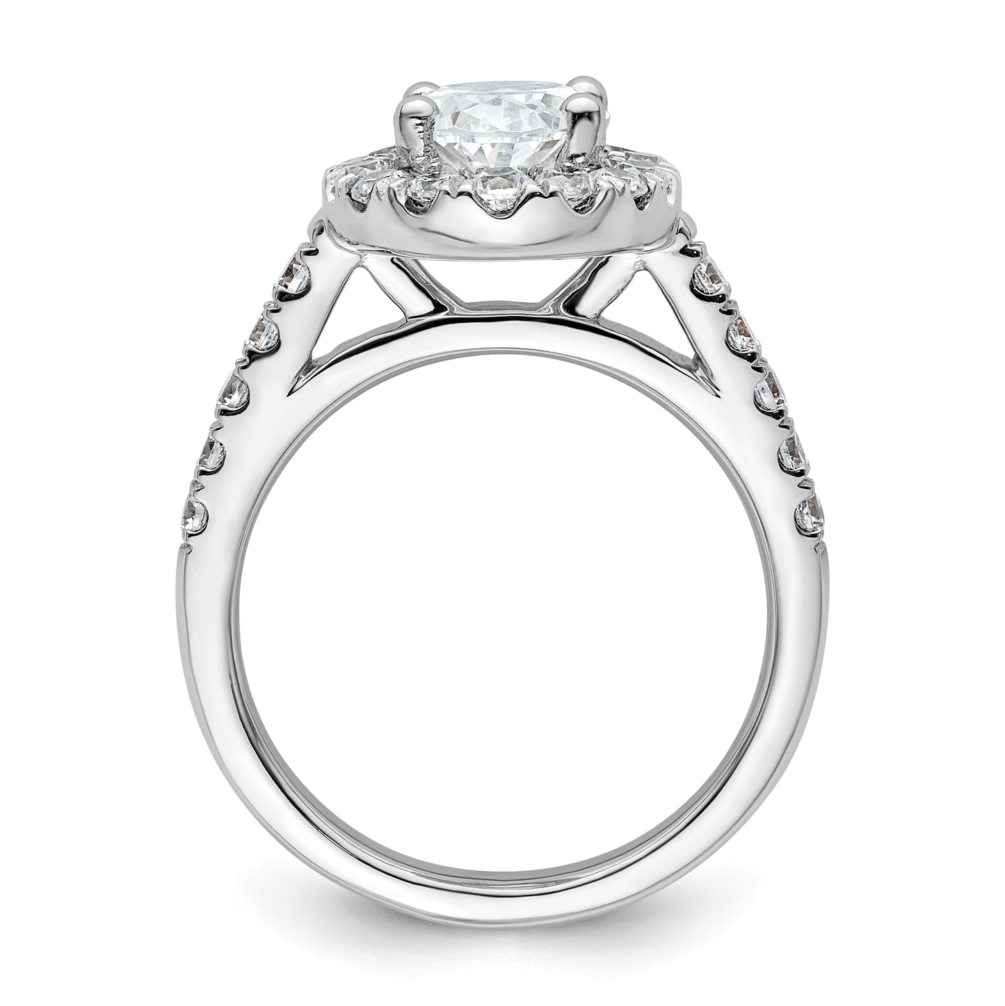 14k White Gold 7/8 Ct. Lab Grown Diamond VS/SI+ G+ 2 Ct. Center Oval Halo Engagement Ring