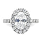 14k White Gold 7/8 Ct. Lab Grown Diamond VS/SI+ G+ 2 Ct. Center Oval Semi Mount Halo Engagement Ring