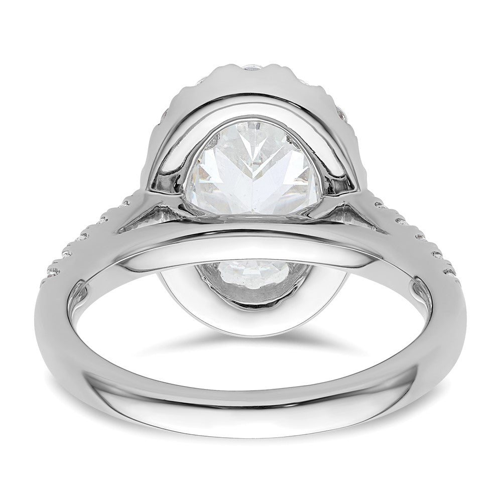 14k White Gold 7/8 Ct. Lab Grown Diamond VS/SI+ G+ 2 Ct. Center Oval Semi Mount Halo Engagement Ring