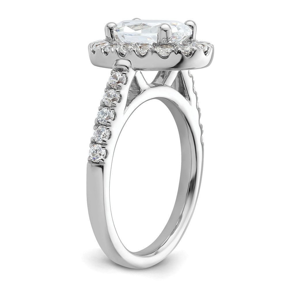 14k White Gold 7/8 Ct. Lab Grown Diamond VS/SI+ G+ 2 Ct. Center Oval Semi Mount Halo Engagement Ring