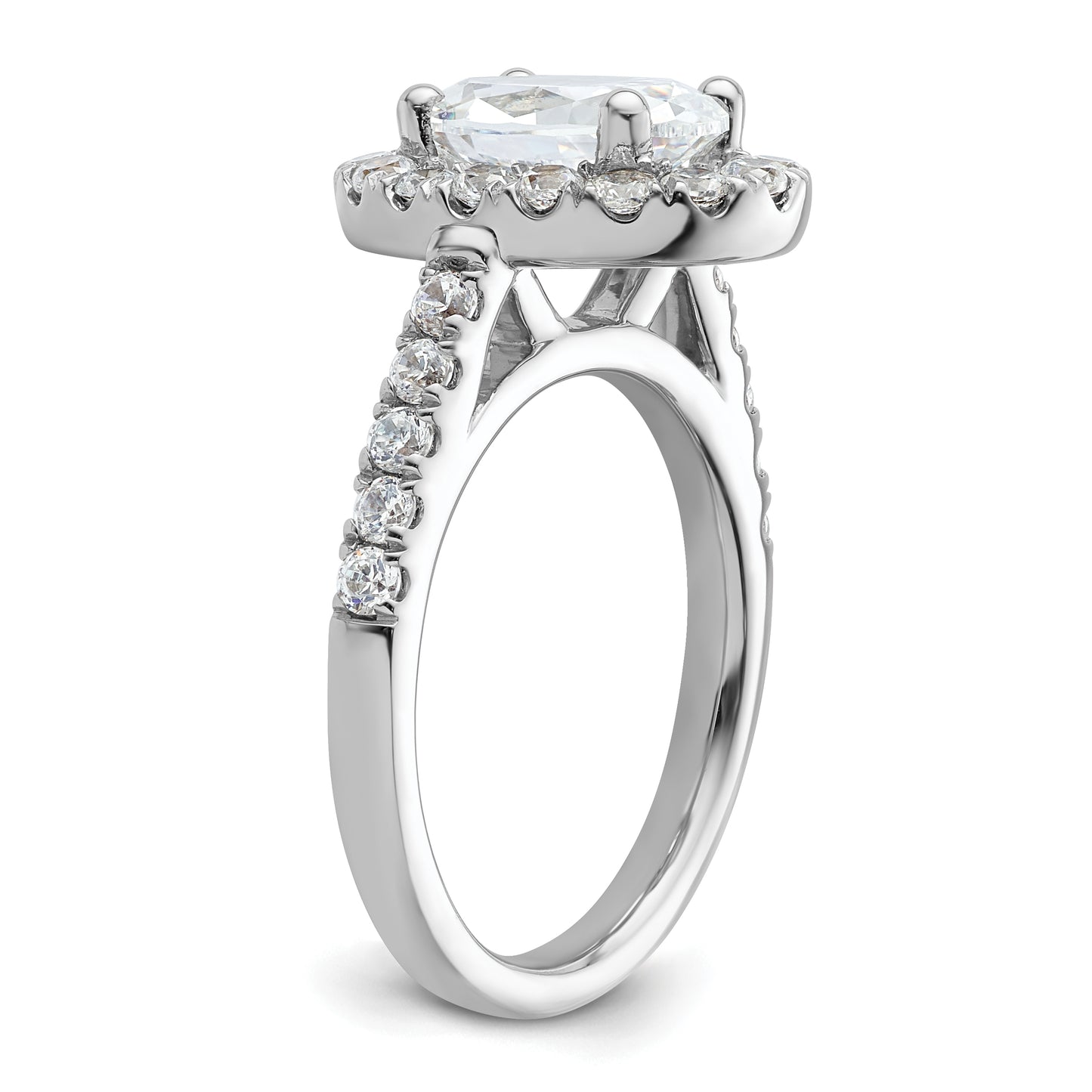 14k White Gold 7/8 Ct. Lab Grown Diamond VS/SI+ G+ 2 Ct. Center Oval Halo Engagement Ring