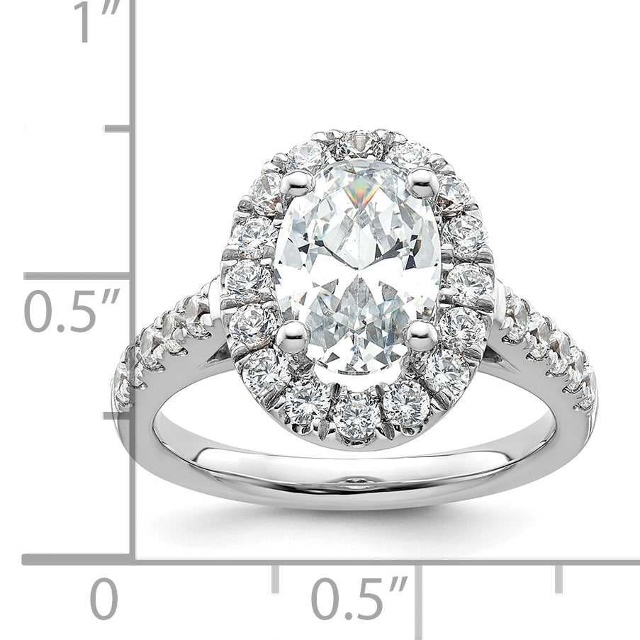 14k White Gold 7/8 Ct. Lab Grown Diamond VS/SI+ G+ 2 Ct. Center Oval Halo Engagement Ring